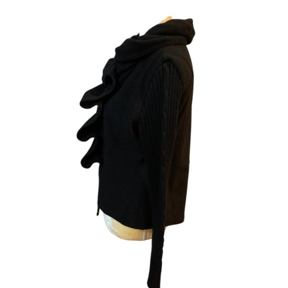 Araso Short Jacket/ Cardigan Lined Black Pleated Front M - Picture 4 of 9